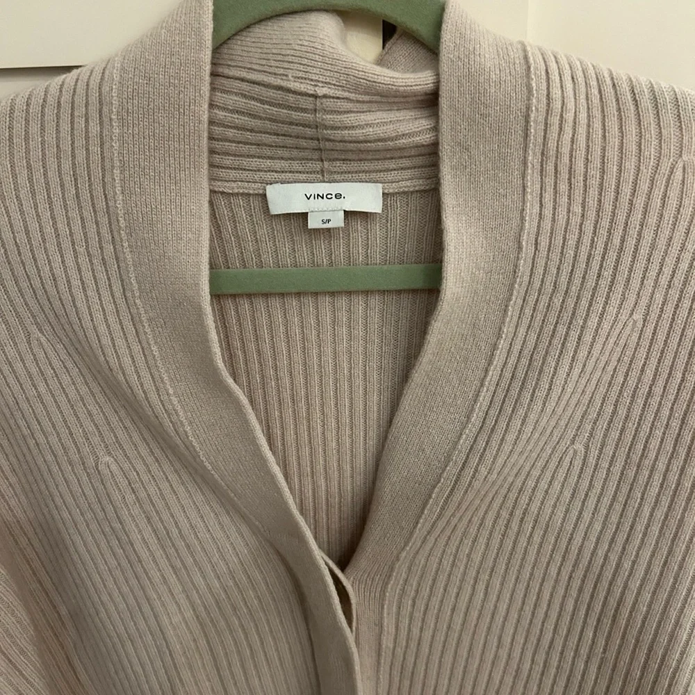 Vince Women's Beige Ribbed Cardigan, size small. Wool/cashmere blend. Worn once - Picture 2 of 3
